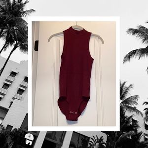 Brick Red Mock Neck Bodysuit